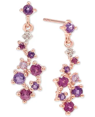Multi-Gemstone Cluster Drop Earrings (5/8 ct. t.w.) in 14k Gold-Plated Sterling Silver