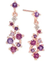 Multi-Gemstone Cluster Drop Earrings (5/8 ct. t.w.) in 14k Gold-Plated Sterling Silver