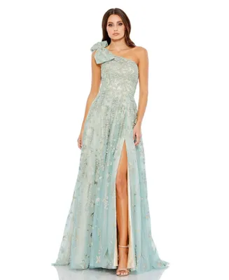 Women's Embellished Bow One Shoulder A Line Gown