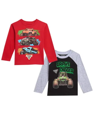 Monster Jam Little Boys 2 Pack Long Sleeve Graphic T-Shirts Multicolored Toddler|Child