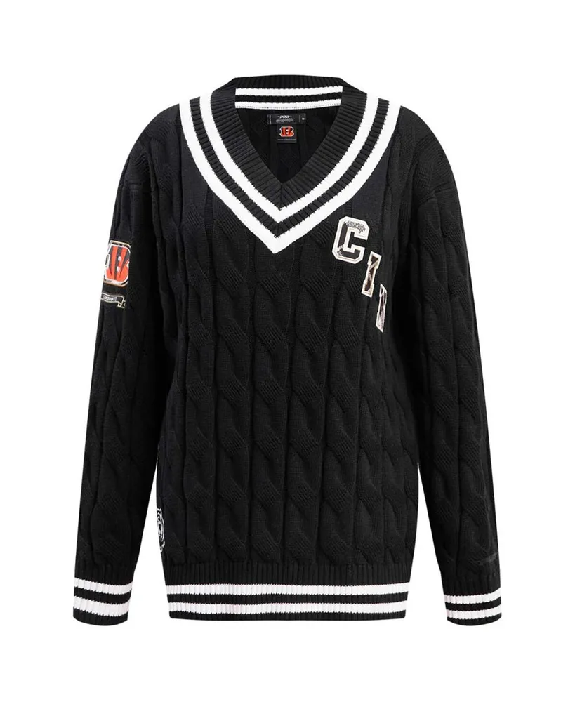 Women's Pro Standard Black Cincinnati Bengals Prep V-Neck Pullover Sweater