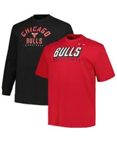 Men's Fanatics Red, Black Chicago Bulls Big and Tall Short Sleeve and Long Sleeve T-shirt Set