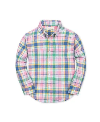 Hope & Henry Boys' Linen Long Sleeve Button Down Shirt - Kids