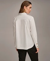Donna Karan New York Women's Button Front Collared Shirt