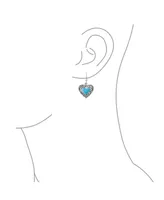 Bling Jewelry Boho Bali Style Scroll Filigree Blue Natural Turquoise Heart Shaped Dangling Earrings Oxidized Sterling Silver Fish Hook