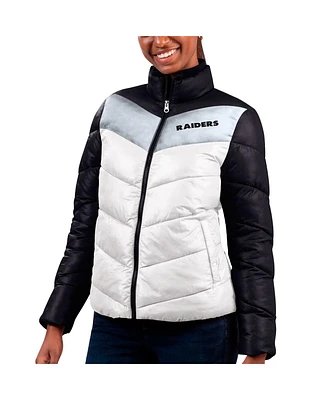 Women's G-iii 4Her by Carl Banks White, Black Las Vegas Raiders New Star Quilted Full-Zip Jacket