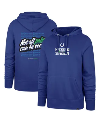Men's '47 Brand Royal Indianapolis Colts Not All Pain Can Be Seen Kicking the Stigma Pullover Hoodie