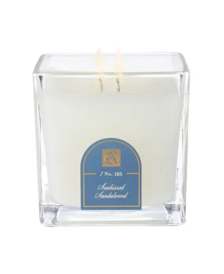 Sun Kissed Sandalwood Two Wick Medium Cube Glass Candle