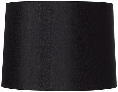 Black Medium Hardback Drum Lamp Shade 13" Top x 14" Bottom x 10.25" Slant x 10" High (Spider) Replacement with Harp and Finial - Springcrest