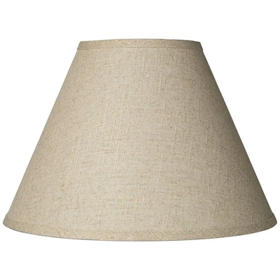 Fine Burlap Medium Empire Lamp Shade 6.5" Top x 15" Bottom x 10" High x 10.75" Slant (Spider) Replacement with Harp and Finial - Springcrest