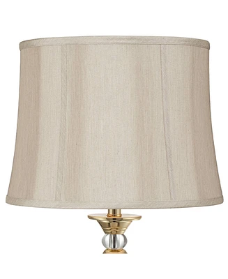 Taupe Large Softback Round Lamp Shade 14" Top x 16" Bottom x 12" High (Spider) Replacement with Harp and Finial - Springcrest
