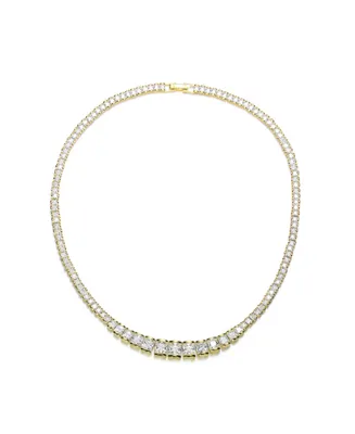 Sterling Silver with 14K Gold Plated and Clear Cubic Zirconia Tennis Necklace