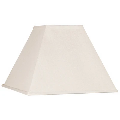 Beige Linen Large Square Lamp Shade 7" Top x 17" Bottom x 13" Slant x 12" High (Spider) Replacement with Harp and Finial - Springcrest