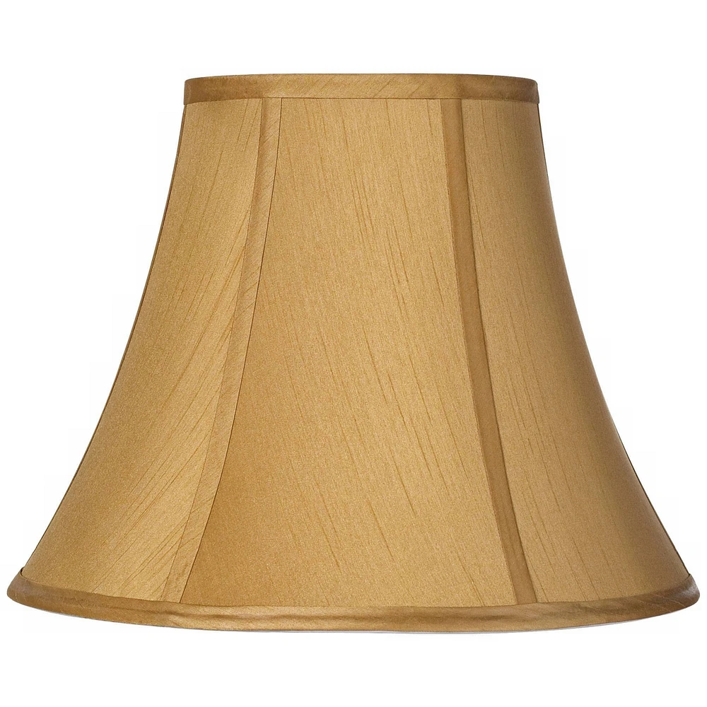 Coppery Gold Medium Bell Lamp Shade 7" Top x 14" Bottom x 11" Slant x 10.5" High (Spider) Replacement with Harp and Finial - Springcrest