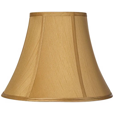 Coppery Gold Medium Bell Lamp Shade 7" Top x 14" Bottom x 11" Slant x 10.5" High (Spider) Replacement with Harp and Finial - Springcrest