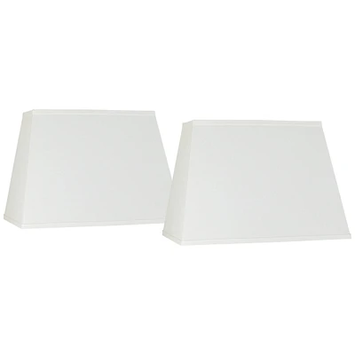 Set of 2 Rectangular Lamp Shades Ivory Large 14" Wide and 6" Deep at Top x 18" Wide and 12"Deep at Bottom x 12" High Spider with Replacement Harp and