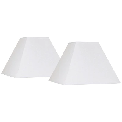 Set of 2 Hardback Square Lamp Shades White Large 7" Top x 17" Bottom x 13" Slant x 12" High Spider with Replacement Harp and Finial Fitting
