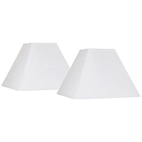 Set of 2 Hardback Square Lamp Shades White Large 7" Top x 17" Bottom x 13" Slant x 12" High Spider with Replacement Harp and Finial Fitting