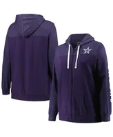 Women's Fanatics Heather Navy Dallas Cowboys Plus Size City Ties Full-Zip Hoodie