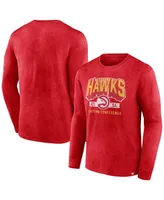 Men's Fanatics Heather Red Distressed Atlanta Hawks Front Court Press Snow Wash Long Sleeve T-shirt