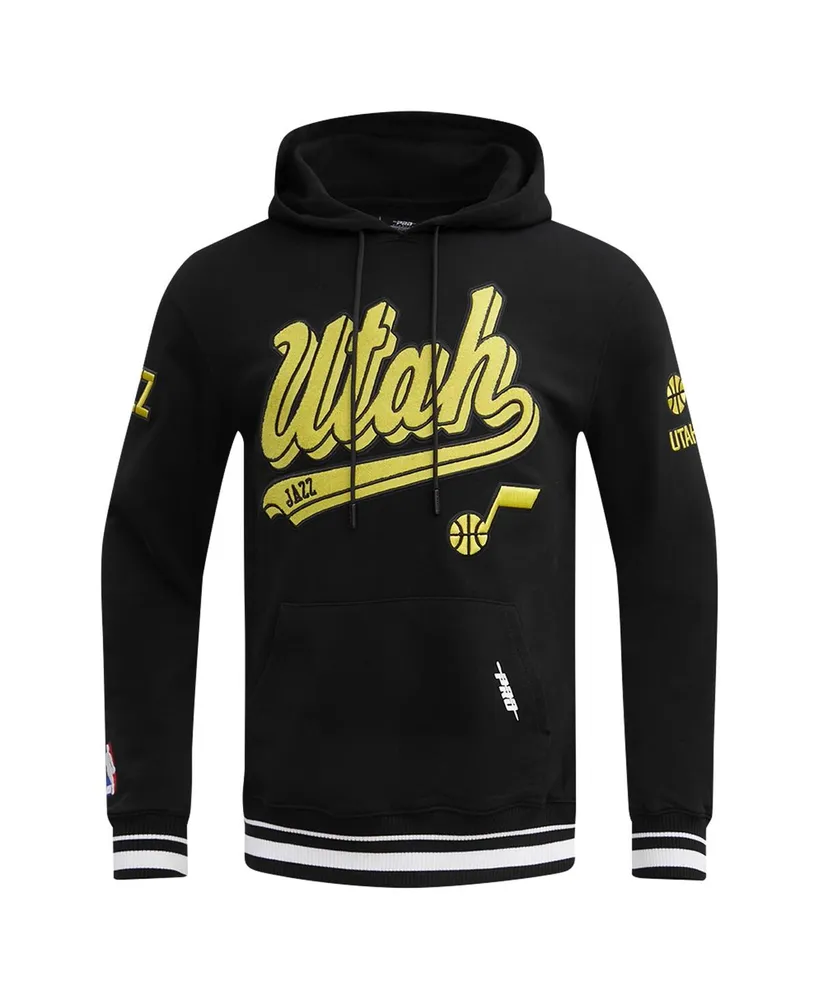 Men's Pro Standard Black Utah Jazz Script Tail Pullover Hoodie