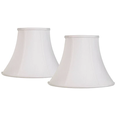 Set of 2 Bell Lamp Shades White Medium 7" Top x 14" Bottom x 11" Slant x 10.5" High Spider with Replacement Harp and Finial Fitting - Springcrest