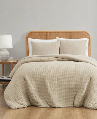Truly Soft Textured Waffle 3 Piece Comforter Set