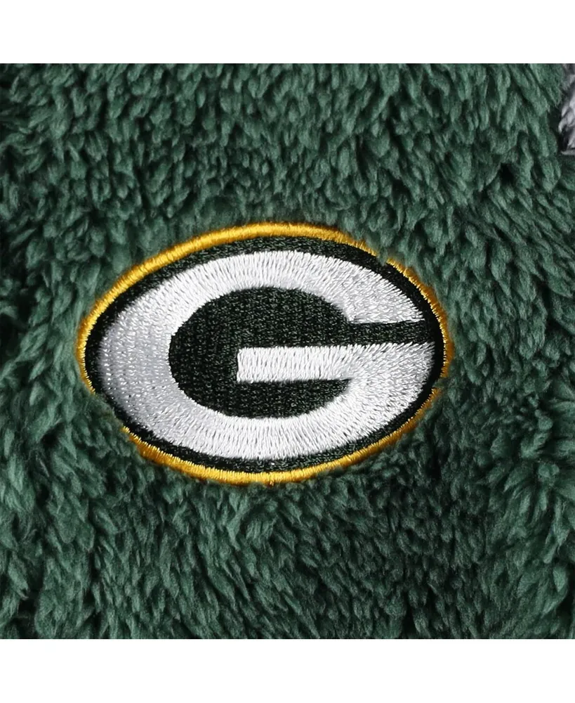 Baby Boys and Girls Green, Gray Green Bay Packers Game Nap Teddy Fleece Bunting Full-Zip Sleeper