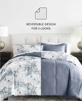 ienjoy Home Bamboo Leaves Blue 3-Piece Comforter Set, King/California King