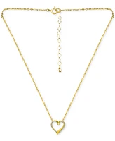 Giani Bernini Cubic Zirconia Open Heart Pendant Necklace in Gold over Silver, 16" + 2" extender, Created for Macy's