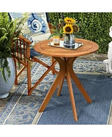 Inolait 27 InchOutdoor Round Solid Wood Coffee Side Bistro Table