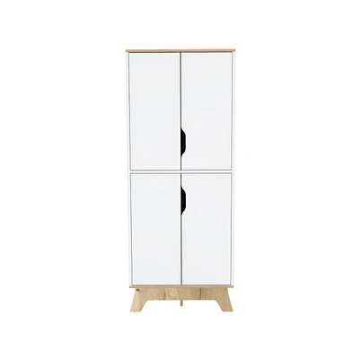 Depot E-shop Dahoon Double Kitchen Pantry Double Kitchen Pantry, Double Door Cabinet, Four Shelves, Light Oak / White