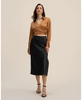 Lilysilk Women's Pure Silk Blouse Wrapover Cropped Shirt