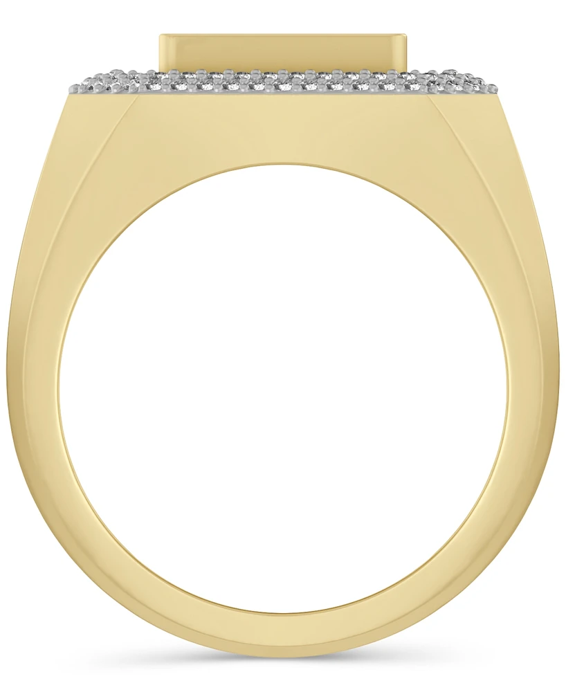 Men's Diamond Round & Baguette Square Halo Cluster Ring (1-1/4 ct. t.w.) in 10k Gold