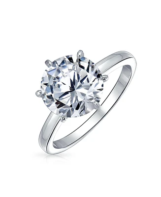 Bling Jewelry Classic Timeless Cubic Zirconia 3CT Cz 6 Prong Setting Round Solitaire Promise Ring Thin Band Sterling Silver