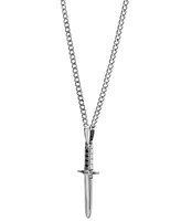 Blackjack Men's Cubic Zirconia Sword 24" Pendant Necklace Stainless Steel