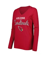 Women's G-iii 4Her by Carl Banks Cardinal Arizona Cardinals Post Season Long Sleeve V-Neck T-shirt
