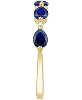 Lab-Grown Blue Sapphire (1 ct. t.w.) & Lab-Grown White Sapphire (1/20 ct. t.w.) Pear Ring in 14k Gold-Plated Sterling Silver (Also in Lab-Grown Pink S