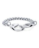 Bling Jewelry Biker Jewelry Couples Handcuff Statement Bracelet Cuban Curb Chain Stainless Steel