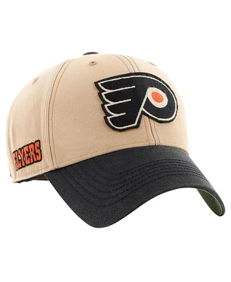 Men's '47 Brand Khaki, Black Distressed Philadelphia Flyers Dusted Sedgwick Mvp Adjustable Hat