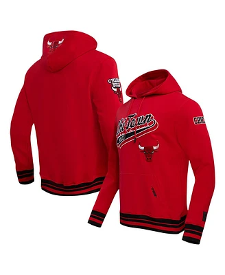Men's Pro Standard Red Chicago Bulls Script Tail Pullover Hoodie