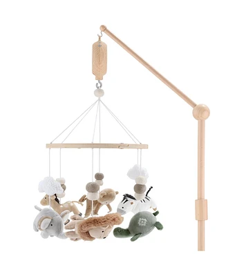 The Peanutshell Safari Serenity Baby Musical Wooden Crib Mobile