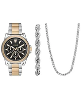 Folio Men's Three Hand Two-Tone Alloy Watch 44mm Gift Set