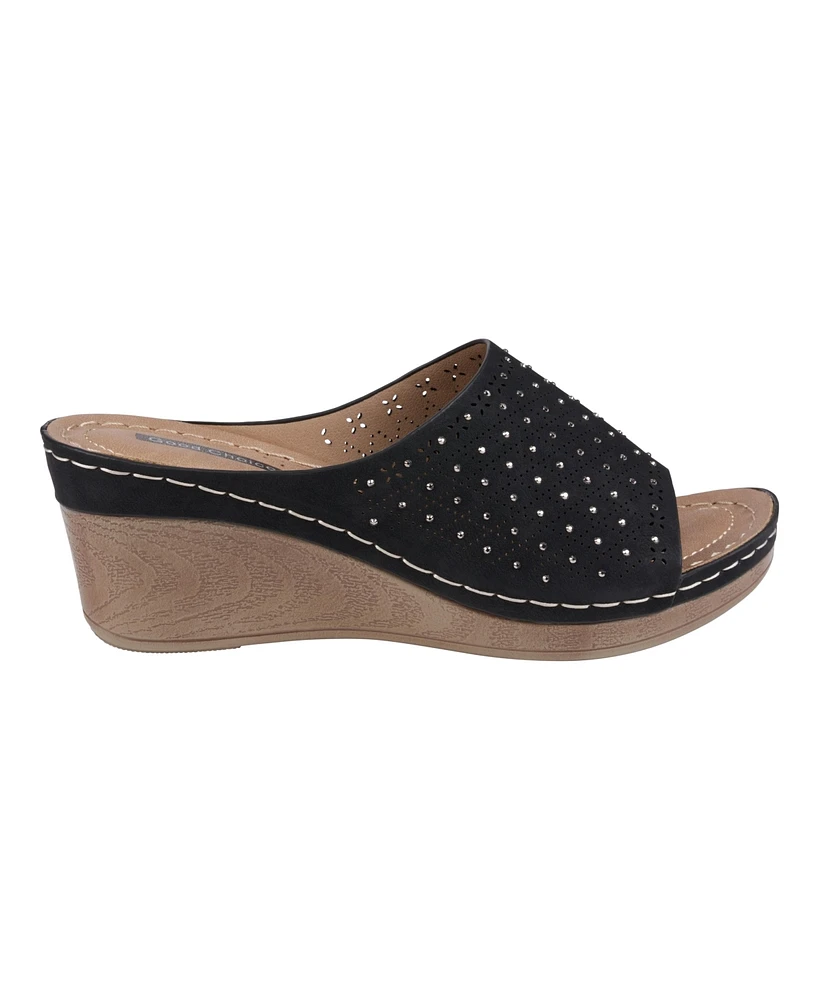 Gc Shoes Women's Atlanta Studded Comfort Wedge Sandals