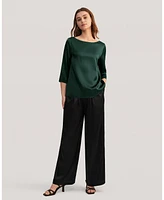 Lilysilk Women's 3/4 Sleeve Boat Neck Silk Blouse