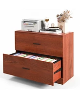 2-Drawer Wood Lateral File Cabinet with Adjustable Bars for Home Office