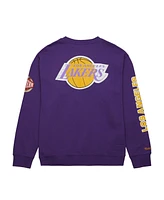 Men's Mitchell & Ness Purple Los Angeles Lakers Hardwood Classics There and Back Pullover Sweatshirt