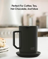 Tzumi Puree Warming Coffee Mug, 12 oz. Stainless Steel Mug with Warmer Coaster and Lid