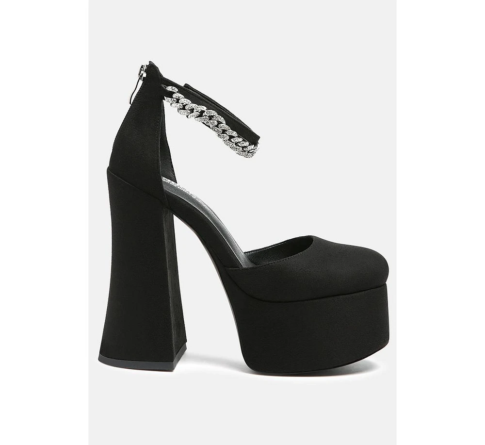 Lucky Me Block Platform Sandal With Metal Chain