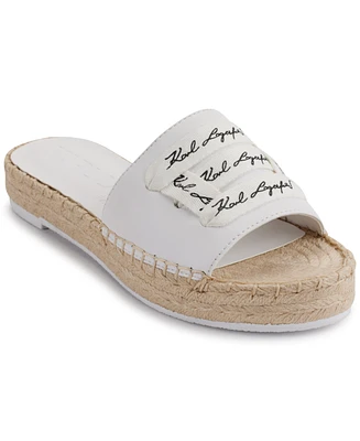 Karl Lagerfeld Paris Cherie Logo Slip-On Espadrille Platform Slide Sandals